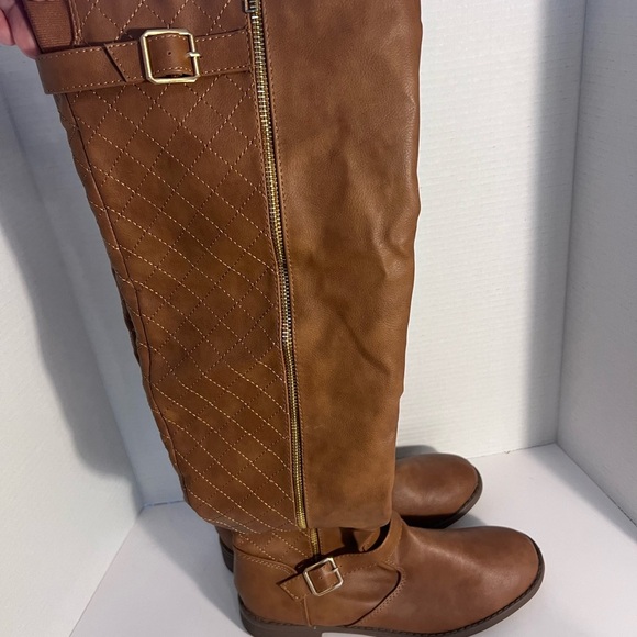 Forever Brown Quilted Knee-High Boots - Picture 1 of 4